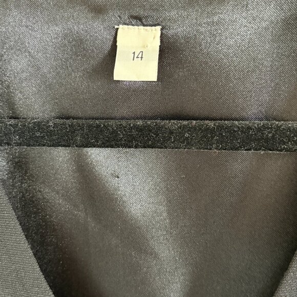 Suit Vest Casual Slim Sleeveless Black Short 4 Buttons with Satin Details Sz 14 - Picture 6 of 6